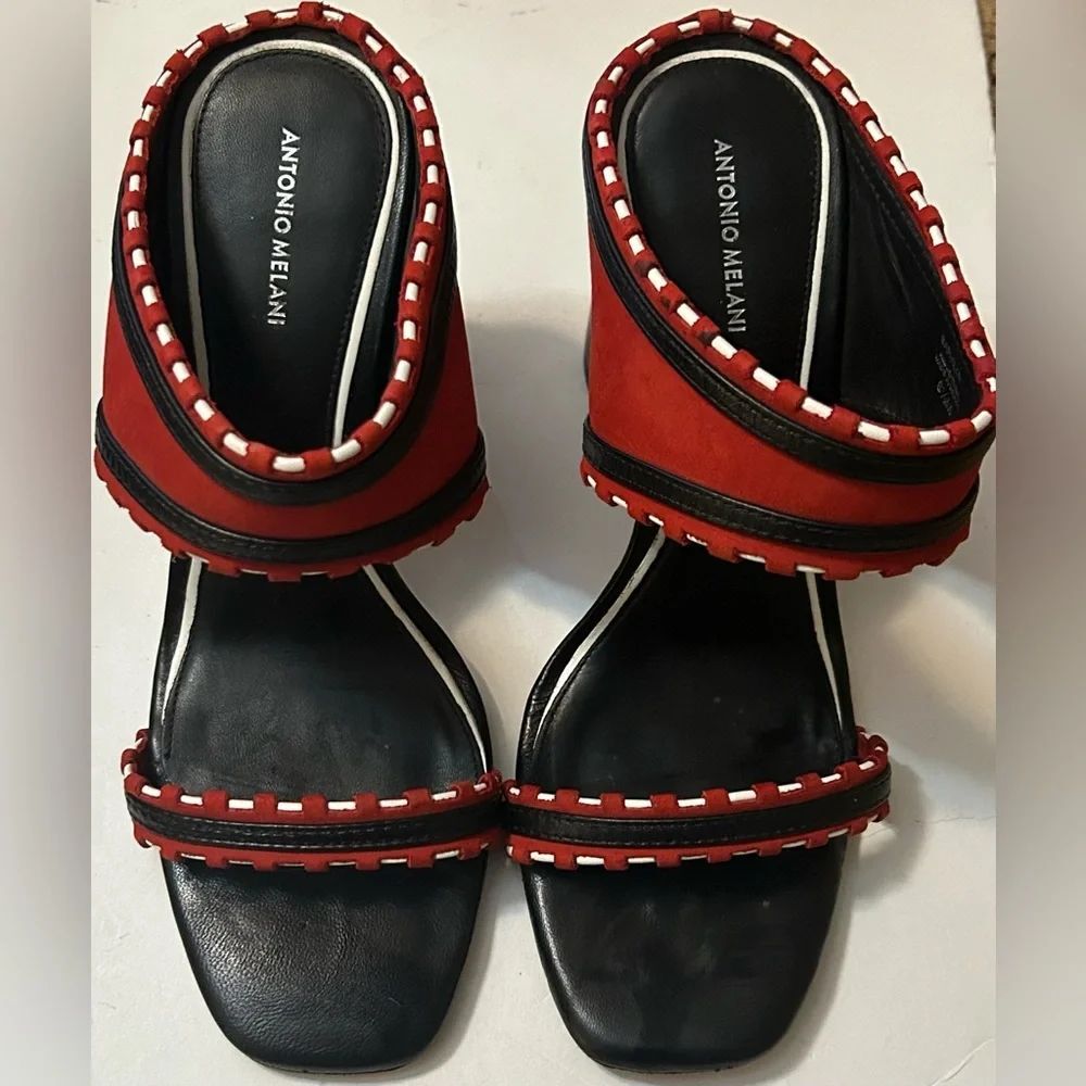 Antonio Melanie red, black & white slip on shoes size 8.5